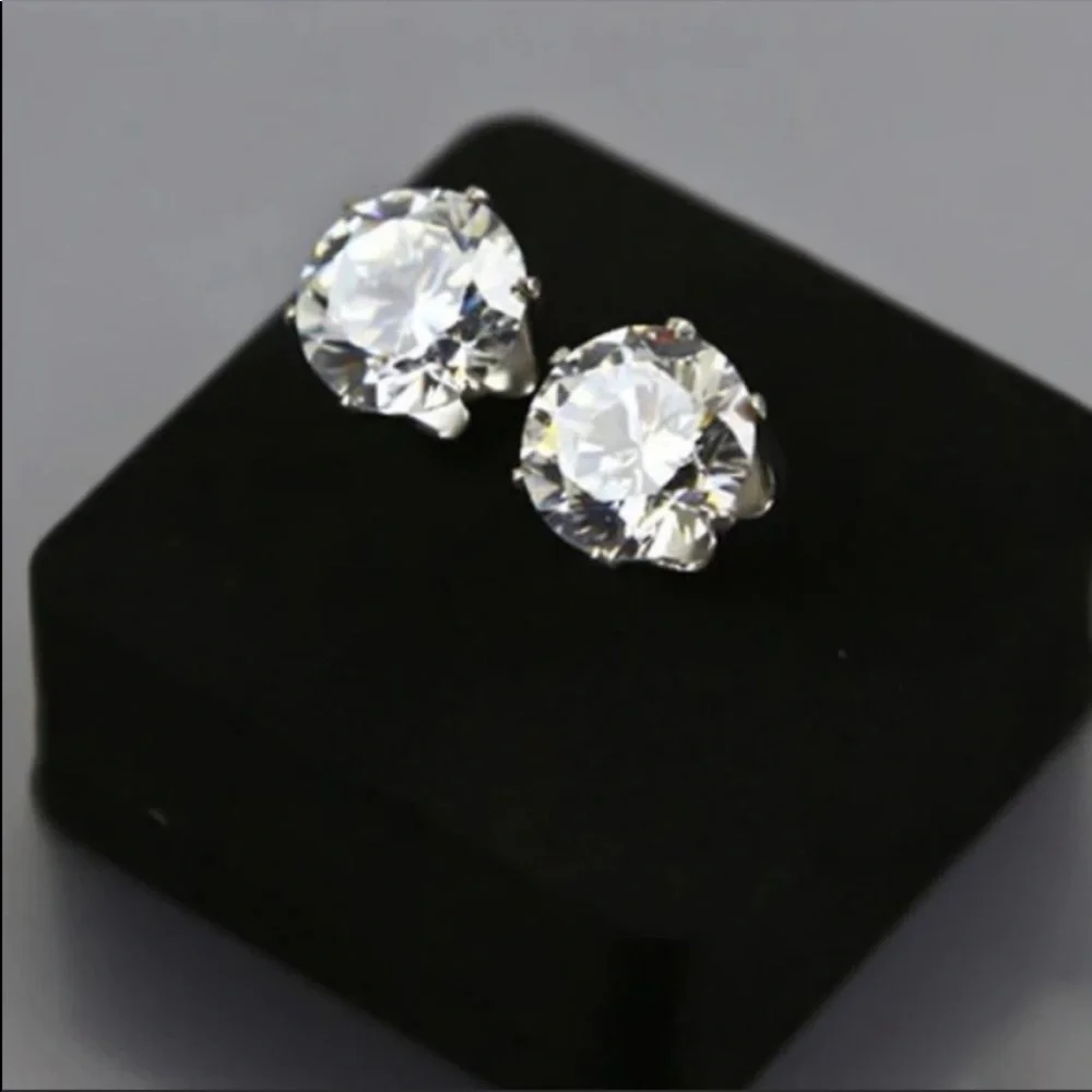 NEW 2.5 CT DIAMOND SILVER EARRINGS - Picture 4 of 4